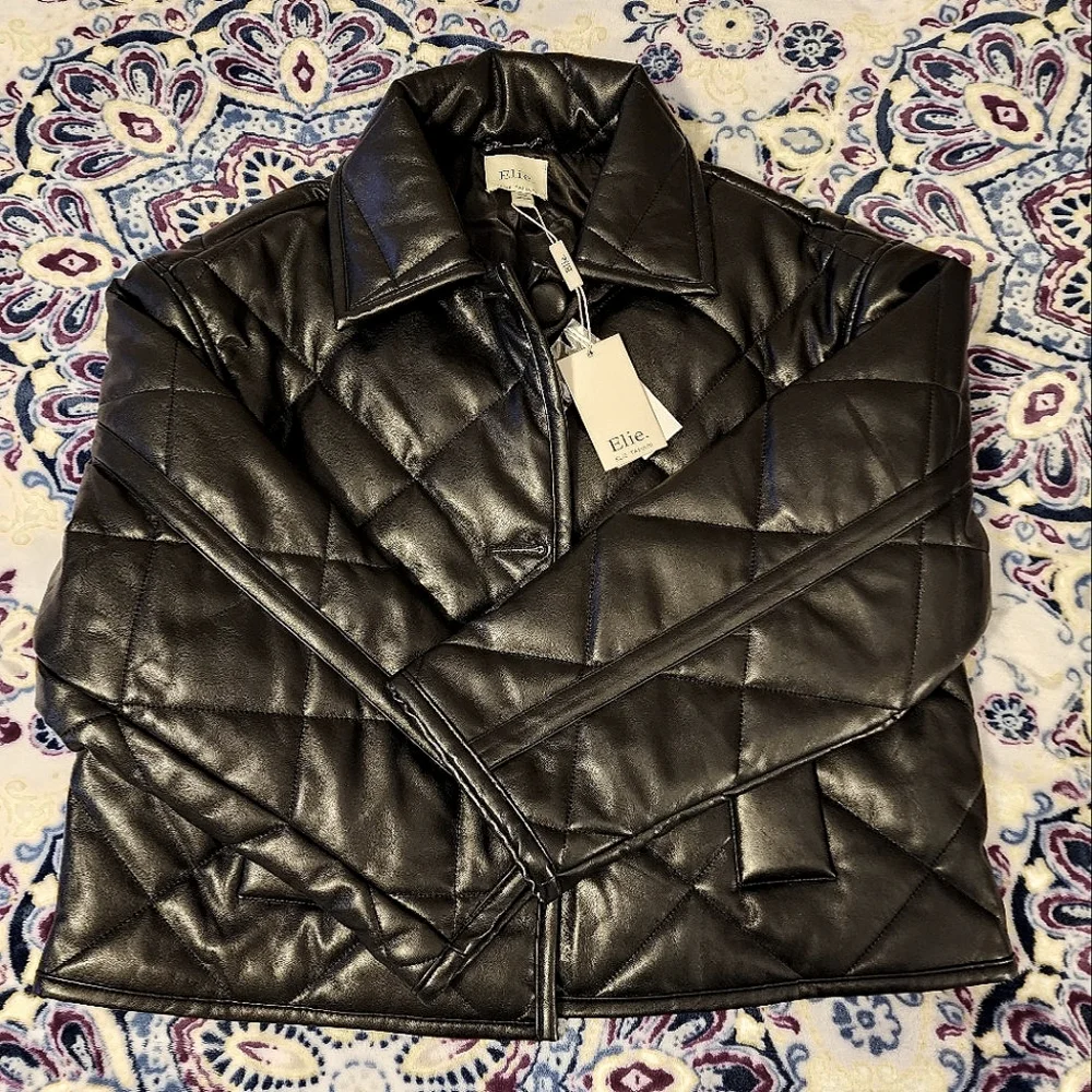 NWT Elie Tahari Faux Leather Quilted Jacket NWT - Picture 1 of 7